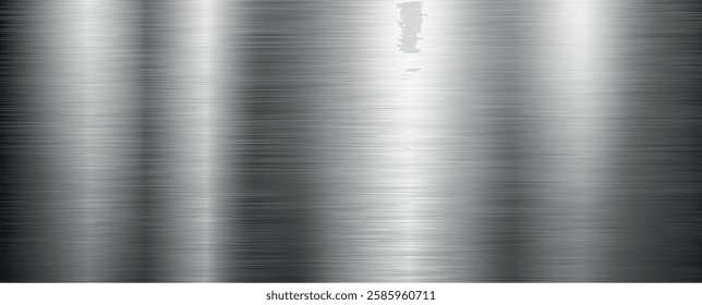 Brushed metal steel texture background, shiny lustrous silver chrome metallic pattern 3d background, vector illustration.