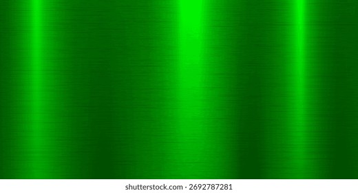Brushed metal texture background, green shiny lustrous metallic 3d background, vector illustration.