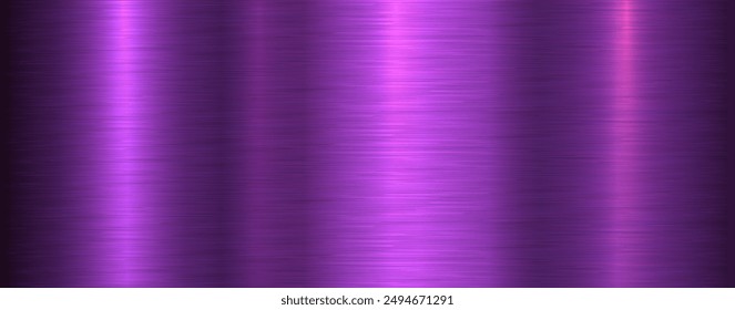 Brushed metal texture background, purple shiny lustrous metallic 3d background, vector illustration.