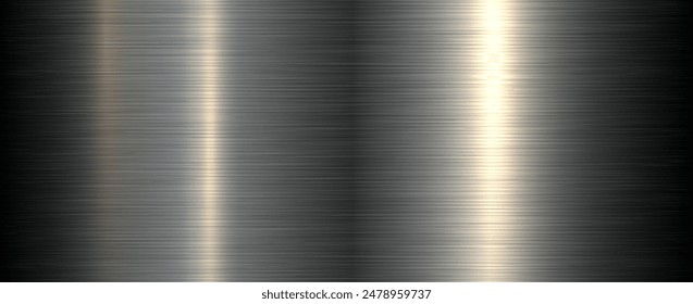 Brushed metal texture background, shiny lustrous metallic 3d background, vector illustration.