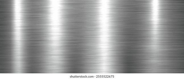 Brushed metal texture background, shiny lustrous dark silver metallic pattern 3d background, vector illustration.