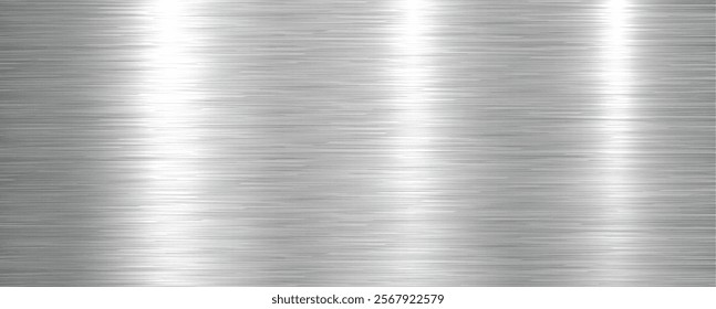 Brushed metal texture background, shiny lustrous dark silver metallic pattern 3d background, vector illustration.