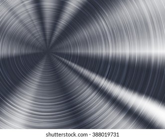 Brushed metal texture, circular metallic vector plate.