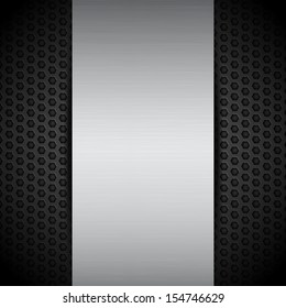 Brushed metallic panel of a black mesh background