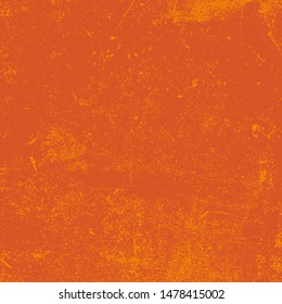 Brushed orange paint cover. Distress urban used texture. Grunge rough dirty background. Overlay aged grainy messy template. Renovate wall scratched backdrop. Empty aging design element. EPS10 vector