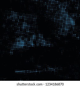 Brushed paint cover. Overlay aged grainy messy template. Grunge rough dirty blue square background. Distress urban used texture. Renovate wall grimy backdrop. Empty aging design element. EPS10 vector