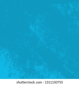 Brushed paint cover. Overlay aged grainy messy template. Grunge rough dirty blue square background. Distress urban used texture. Renovate wall grimy backdrop. Empty aging design element. EPS10 vector
