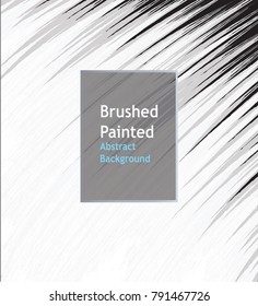 Brushed painted abstract line background black and white color