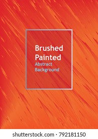 Brushed painted abstract line background orange color