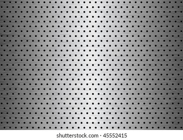 Blechplatte mit gebürstetem Rost, Hintergrund mit Löchern mit Korn
