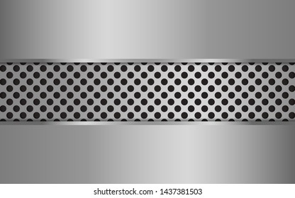 Brushed silver metallic background. Brushed metal texture. Vector 3d illustration
