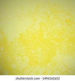 Brushed Yellow paint cover. Distress urban used texture. Grunge rough dirty background. Overlay aged grainy messy template. Renovate wall scratched backdrop. Empty aging design element. EPS10 vector