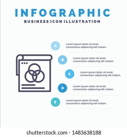 Brusher, Poster, Wallpaper, Fly Blue Infographics Template 5 Steps. Vector Line Icon template