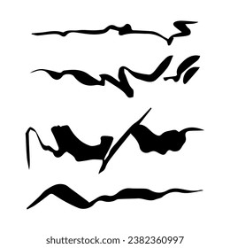 Brushes 2. Grunge brush strokes. Dirty brush strokes. Vector linear strokes, abstract ink backgrounds. Illustrations for design, banners, backgrounds, textures.