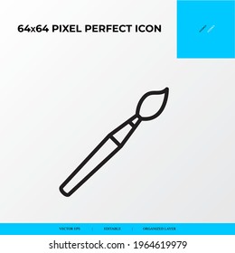 Brushes 64x64 Pixel perfect icon. Brushes and painting vector line icon style.