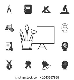 brushes and art easel icon. Detailed set of education element icons. Premium quality graphic design. One of the collection icons for websites, web design, mobile app on white background