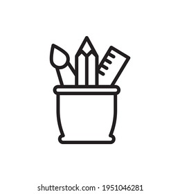 Brushes case vector outline icon style illustration. EPS 10 file