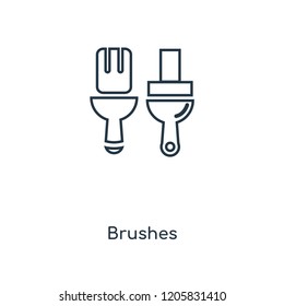 Brushes concept line icon. Linear Brushes concept outline symbol design. This simple element illustration can be used for web and mobile UI/UX.