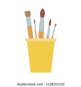 Brushes for drawing in a glass vector flat material design isolated on white