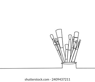 Brushes drawn in line art style