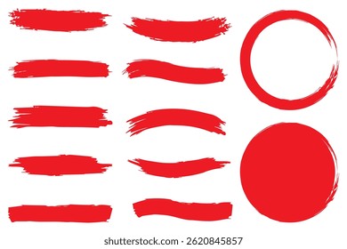 Brushes and elements for annotating, highlighting, and underlining in Text. brush strokes templates. Grunge elements for social media.