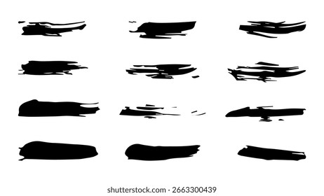 Brushes and elements for notes highlighting text. Vector illustration.