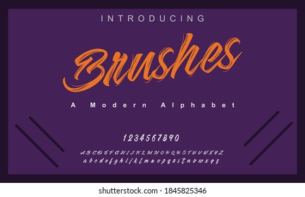 Brushes font. Elegant alphabet letters font set. Classic Gold Lettering Typography Fonts regular uppercase and number. vector illustration