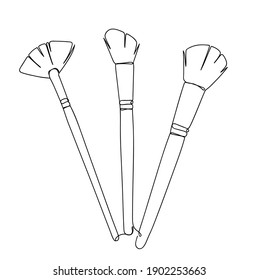 Brushes in a hand drawn linear style.