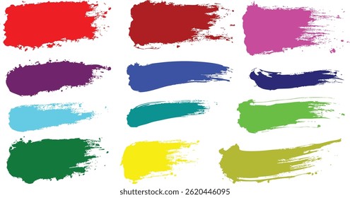 Escovas. Traços pintados desenhados à mão, caixa, bolha. Quadros coloridos de pintura de textura. Elementos de caneta Grunge, formas marcadoras