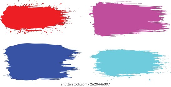 Cepillos. Dibujado a mano trazos pintados, caja, burbuja. Marcos de pintura de textura colorida. Elementos de la pluma del grunge, Formas del marcador