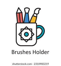 Brushes Holder Filled Outline Icon Design illustration. Art and Crafts Symbol on White background EPS 10 File
