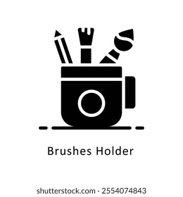 Brushes Holder vector Glyph Cricle Icon.Eps file 10