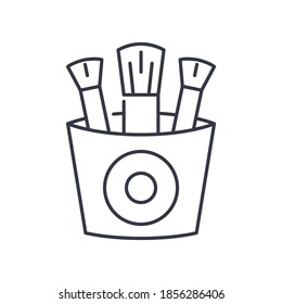 Brushes icon, linear isolated illustration, thin line vector, web design sign, outline concept symbol with editable stroke on white background.