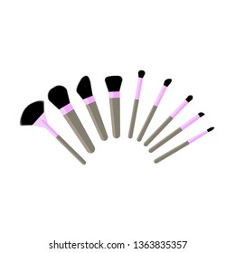Brushes for make up set on white background, cosmetics, make-up, Makeup Brushes