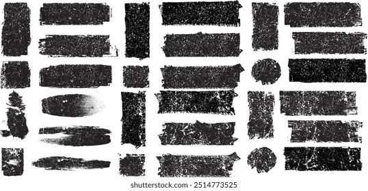 Brushes pack .Grunge Paint Roller set . Vector brush Stroke . Distressed banner . Black stripes isolated. paintbrush collection .Textured box . Torn or ripped paper edges for banner. Bulge lines