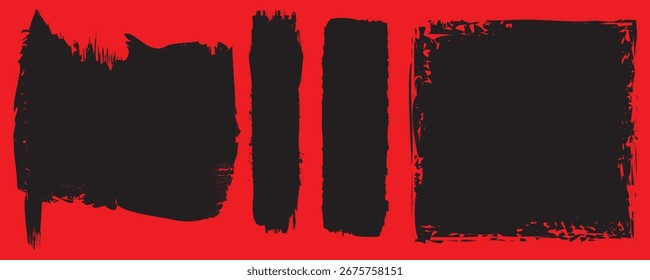 Brushes Pack .Grunge Paint Roller Set . Vektorpinsel Stroke . Malstriche. Schwarze Streifen einzeln. paintbrush collection .Textured box . Pinselsatz. Raue Kanten für Banner. Packung mit gewölbten Leitungen