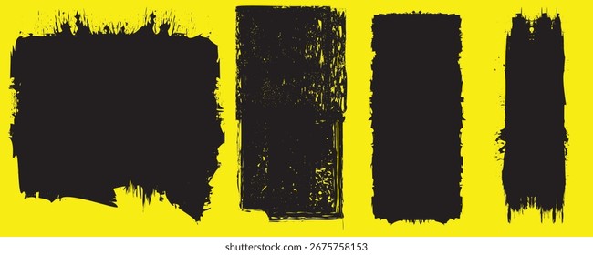 Brushes Pack .Grunge Paint Roller Set . Vektorpinsel Stroke . Malstriche. Schwarze Streifen einzeln. paintbrush collection .Textured box . Pinselsatz. Raue Kanten für Banner. Packung mit gewölbten Leitungen
