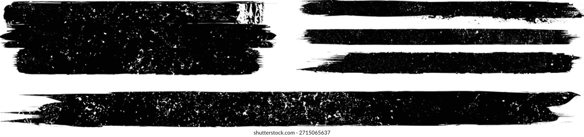 Paquete de pinceles. Juego de rodillos de pintura Grunge . Pincel de Vector Stroke . Anuncio angustiado. Rayas negras aisladas. colección de pincel. Caja texturizada . Bordes de papel rasgados o rasgados para el Anuncio. Líneas de protuberancia