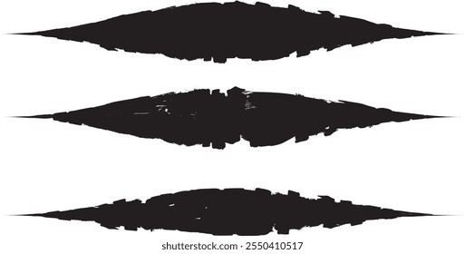 Brushes pack .Grunge sharp, swirly brushes. Vector brush Stroke. Distressed banner. Black stripes with rough edges. paintbrush collection .Gradient paintbrush . Claw marks . Distress textured strokes