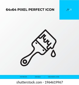 Brushes with paint 64x64 Pixel perfect icon. Brushes and painting vector line icon style.