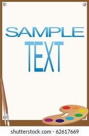Brushes, paint and paper on which you can place your text. Set for artistic drawing.