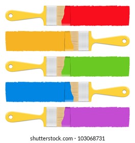 Brushes with paint, vector eps10 illustration