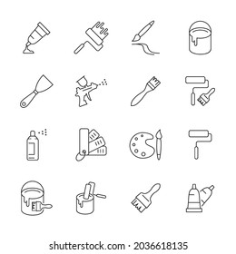 Brushes and Painting icons set.  Brushes and Painting pack symbol vector elements for infographic web
