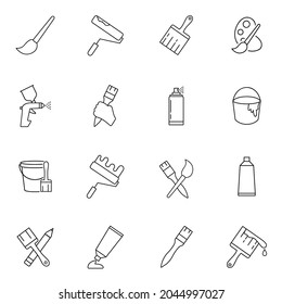Brushes and Painting icons set. Brushes and Painting pack symbol. Signs and symbol for websites, web design, mobile app on white background.