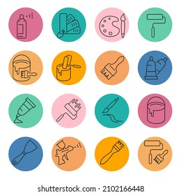 Brushes and Painting icons set . Brushes and Painting pack symbol vector elements for infographic web
