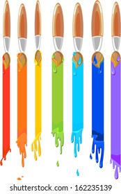 Brushes painting a rainbow