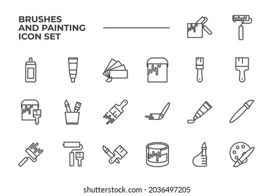 Brushes and Painting set icon, isolated Brushes and Painting set sign icon, vector illustration
