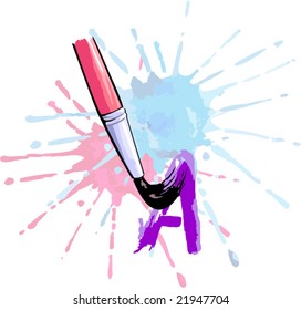  brushes and paints in  a shade background	