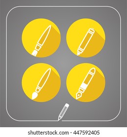 Brushes, pen and marker. Edit icon set