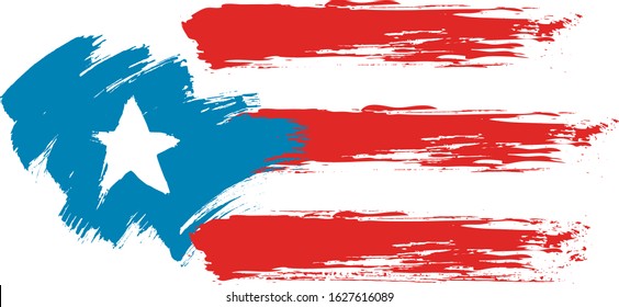 Brushes Puerto Rico Flag Red Blue Patriotic Independence Ponce Guayanilla Solidaridad